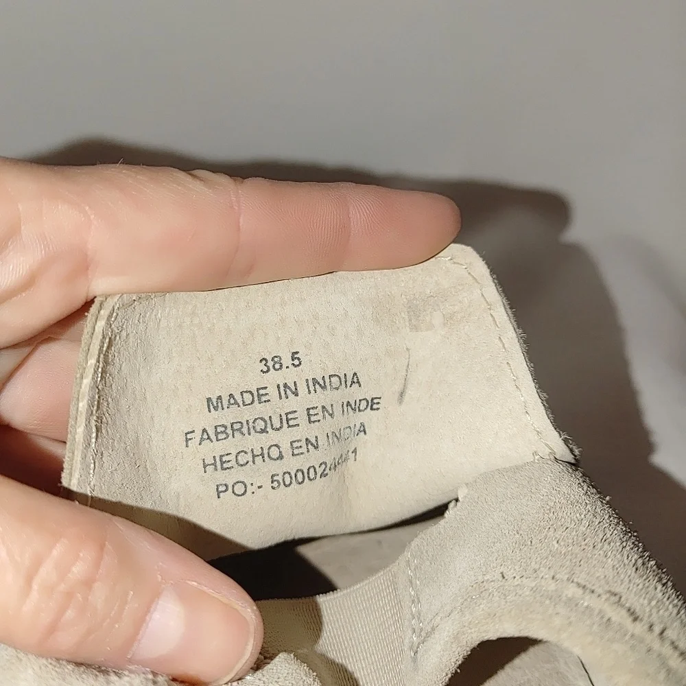Free People Brady Slip On Loafer Pointed Suede Taupe Tan 38.5 Distressed Leather